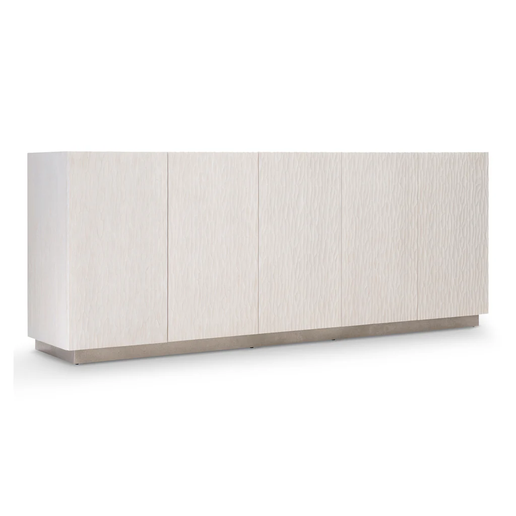 Credenza Office Storage - ^Modern White Wavy Textured TV Stand