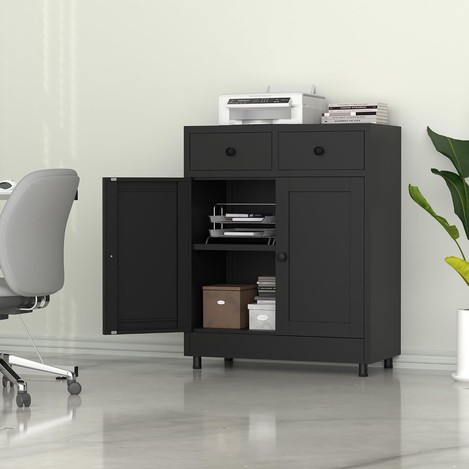 Metal Storage Cabinet With Dra - đánh giá và giá Credenza Office Storage